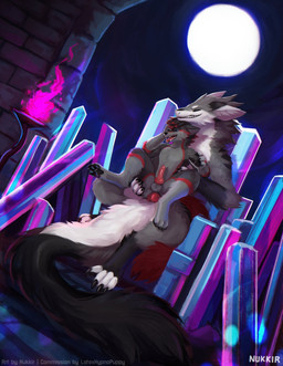 anal anal_penetration animal_genitalia animal_penis anthro balls canine_genitalia canine_penis claws duo erection eyes_closed feet fur genitals grey_body grey_fur knot knot_sitting leg_markings looking_pleasured male male/male markings open_mouth pawpads paws penetration penis sharp_teeth sitting size_difference smile socks_(marking) teeth toe_claws toeless_(marking) toes tongue tongue_out nukkir mythology rikkun canid canine canis dragon furred_dragon furred_scalie mammal mythological_creature mythological_scalie scalie wolf digital_media_(artwork) digital_painting_(artwork) hi_res painting_(artwork)