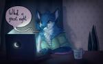 2019 anthro blue_fur blue_nose borophagine canid claws clothed clothing computer detailed_background digital_media_(artwork) elvche english_text epicyon eyebrows eyelashes female fingers fur green_eyes inside laptop mammal milly_(millcore) sitting smile solo text white_fur

Rating: Safe
Score: 32
User: Millcore
Date: June 20, 2019