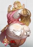 big_butt blonde_hair blue_eyes blush butt butt_grab curvy_figure disembodied_hand duo ear_piercing ear_ring female hair hand_on_butt huge_butt huge_thighs humanoid_pointy_ears long_hair not_furry overweight piercing pointy_ears ring_piercing thick_thighs voluptuous wide_hips donaught a_link_to_the_past nintendo super_smash_bros. the_legend_of_zelda princess_zelda humanoid hylian hi_res