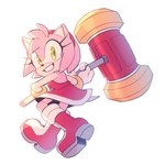 accessory amy_rose anthro clothing eulipotyphlan female footwear gloves green_eyes hair_accessory hairband handwear hedgehog hi_res kiikoi11 looking_at_viewer mammal piko_piko_hammer sega simple_background smile solo sonic_the_hedgehog_(series)