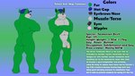 abs anthro balls barazoku big_butt blue_cap butt flaccid fur genitals green_body green_fur male muscular muscular_anthro muscular_male nude nude_male pecs penis solo text conditional_dnp kbh_kazuhisa richard_devil dasyurid dasyuromorph mammal marsupial tasmanian_devil 2025 absurd_res english_text hi_res model_sheet