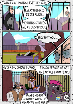 black_clothing black_ears black_jacket black_topwear brown_body brown_fur clothing dialogue eyewear female feral fur glasses green_eyes grey_body grey_fur grey_hair group hair jacket light_body light_skin male pink_hair plant speech_bubble text topwear trash trash_can tree trio redundantmodule 101_dalmatian_street 101_dalmatians disney alfred_bright big_fee_(101_dalmatians) fergus_(101_dalmatians) sid_(101_dalmatians) canid canine fox human mammal murid murine rat red_fox rodent sciurid tree_squirrel true_fox comic english_text hi_res