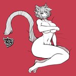 breasts cat_tail female lying nude one_eye_closed pose red_background simple_background smile solo thick_thighs wink tattoorexy final_fantasy final_fantasy_xiv square_enix starlight_waltze animal_humanoid cat_humanoid felid felid_humanoid feline feline_humanoid humanoid mammal mammal_humanoid miqo'te 2024 hi_res pinup