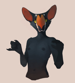 anthro areola bare_breasts beak bedroom_eyes black_body black_fur breasts female fur gesture looking_at_viewer narrowed_eyes navel nipples non-mammal_nipples nude orange_beak raised_finger raised_pinky scuted_arms scutes seductive simple_background slim small_breasts solo yellow_eyes wetchop mythology mira_(wetchop) aracari avian bird felid gryphon hybrid leopard mammal mythological_avian mythological_creature pantherine piciform toucan 2019 colored digital_media_(artwork) half-length_portrait hi_res portrait shaded