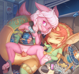 anthro anthro_on_anthro anthro_penetrated anthro_penetrating anthro_penetrating_anthro anus arms_bent bent_legs blush bodily_fluids bottomless casual_sex clitoris cloacal_penis clothed clothing clothing_around_one_leg controller cum cum_from_vagina cum_in_vagina cum_inside cute_fangs distracted distracted_sex duo erection fangs female female_on_top female_penetrated flat_chested fucked_silly fur game_controller gaming gaming_while_penetrated genital_fluids genitals hand_on_leg hand_on_shin happy holding_controller holding_game_controller holding_object inside leaking_cum leg_grab loli looking_pleasured male male/female male_on_bottom male_penetrating male_penetrating_female narrowed_eyes on_bottom on_top open_mouth orgasm panties panties_around_one_leg panties_down partially_clothed penetration penile penile_penetration penis penis_in_vagina playing_video_game playstation_controller pokeball sex sex_while_gaming shin_grab shota side_saddle_position spread_legs spreading tail teeth tongue tongue_out underwear underwear_around_one_leg underwear_down vaginal vaginal_fluids vaginal_penetration vulva wired_controller wireless_controller young young_anthro young_on_young young_penetrated young_penetrating conditional_dnp tricksta disney dualshock lilo_and_stitch mythology nintendo playstation pokemon portal_(series) sony_corporation sony_interactive_entertainment valve valve_corporation bunbun_(tricksta) kin_(kinshiratsuki) stitch_(lilo_and_stitch) weighted_companion_cube dragon furred_dragon furred_scalie inanimate_object mythological_creature mythological_scalie reptile scalie 2017 absurd_res hi_res
