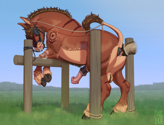 anal animal_genitalia animal_penis anus ball_tuft balls blindfold bodily_fluids bound butt dripping duo ear_piercing ear_ring equine_anus equine_genitalia equine_penis feral fur genitals grass half-erect hooves legs_tied male male_rimmed mane mostly_offscreen_character nipple_outline on_railing open_mouth oral outside penis piercing plant puffy_anus rimming rimming_male ring_piercing rope saliva saliva_drip saliva_on_anus saliva_on_tongue saliva_string sex tail tail_tied tongue tongue_out tuft jaribka asinus donkey equid equine horse mammal digital_media_(artwork)