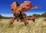 ambiguous_gender feral flying grass outside plant realistic solo lindseywart bandai_namco digimon digimon_(species) tentomon hi_res