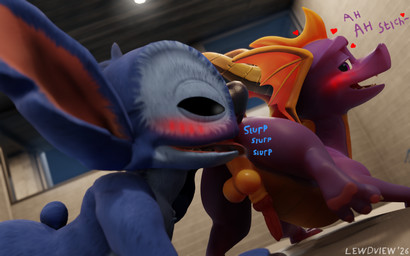 anal anthro anthro_rimming_feral balls blue_body blue_fur blush butt dialogue duo feral fur genitals heart_symbol horn knot male male/male membrane_(anatomy) membranous_wings oral penis purple_body purple_scales rimming scales sex smile sound_effects text tongue tongue_out wings lewdview no-name-no-problem_(modeler) activision disney lilo_and_stitch microsoft mythology spyro_reignited_trilogy spyro_the_dragon xbox_game_studios spyro stitch_(lilo_and_stitch) alien dragon experiment_(lilo_and_stitch) mythological_creature mythological_scalie scalie 16:10 3d_(artwork) blender_(artwork) digital_media_(artwork) english_text hi_res widescreen