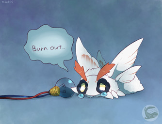 ambiguous_gender feral light_bulb sad simple_background solo mochiri lightbulb_moth_(mochiri) arthropod insect lepidopteran moth hi_res