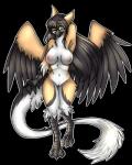 anthro breasts eyewear feet female genitals glasses green_eyes hair navel nipples non-mammal_breasts nude pose pussy solo standing talons toes wings tsutsun mythology amber_(teckly) avian gryphon mythological_avian mythological_creature 4:5 alpha_channel