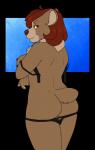 amber_eyes anthro areola breasts brown_body brown_fur butt clothed clothing erect_nipples female fur hair looking_at_viewer looking_sideways mature_anthro mature_female mostly_nude nipples panties panties_down partially_clothed rear_view red_hair solo underwear underwear_down undressing os dianne_(os) bear brown_bear mammal ursine 2017 alpha_channel hi_res