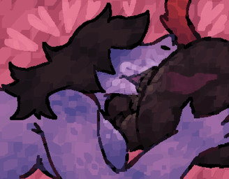 anal anthro anus backsack balls big_breasts black_body black_hair bodily_fluids breasts butt butt_grab duo female freckled_shoulders freckles genitals hair hand_on_butt heart_symbol long_tongue male male/female obscured_eyes oral pink_background purple_body red_tail rimming rimming_male saliva saliva_string sex simple_background smile snout tail tongue x-ray_view scaliescum deltarune undertale_(series) susie_(deltarune)