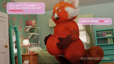 accidental_impregnation angry anthro bedroom female impregnation open_mouth pregnant solo speech_bubble text young bizymouse bizyvore disney pixar turning_red meilin_lee_(turning_red) 2026 3d_(artwork) digital_media_(artwork) hi_res sequence url