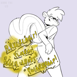 anthro fart fart_fetish looking_at_viewer male male_farting solo sound_effects king-triangle mammal mephitid skunk 1:1 hi_res