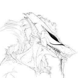 anthro black_eyes ears_back fur hair hair_in_mouth male mane mane_hair neck_tuft nude open_mouth pivoted_ears pointy_nose scared simple_background solo teeth teeth_showing thick_fur tongue tuft white_background kunako chimera hybrid absurd_res black_and_white digital_drawing_(artwork) digital_media_(artwork) hi_res line_art monochrome portrait