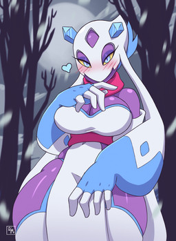 bedroom_eyes big_breasts blue_body blue_eyes blush breasts clothed clothed_female clothed_humanoid clothing female fingers front_view heart_symbol humanoid_hands looking_at_viewer narrowed_eyes outside plant purple_body seductive solo tree white_body wide_hips yellow_sclera w_el_themente nintendo pokemon froslass generation_4_pokemon humanoid pokemon_(species) 2025 absurd_res colored half-length_portrait hi_res portrait