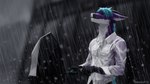 anthro blue_hair clothed clothing fur hair holding_object holding_umbrella horn male outside purple_body purple_eyes purple_fur raining shirt solo topwear umbrella wet white_body white_clothing white_fur geewolf mythology dragon furred_dragon furred_scalie mythological_creature mythological_scalie scalie 16:9 2021 hi_res widescreen