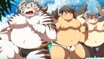 anthro beach belly blush bulge clothing eyewear fur glasses group kemono male male/male moobs navel nipples outside overweight overweight_male scar seaside sex_toy swimwear water white_body white_fur dosanco15 lifewonders tokyo_afterschool_summoners chubby_protagonist_(tas) licho_(tas) moritaka_(tas) protagonist_(tas) canid canine canis domestic_dog human mammal 2020 hi_res