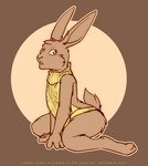 anthro blush bottomless brown_body brown_fur butt clothed clothing fur male no_underwear open_mouth simple_background solo sweater text topwear virgin_killer_sweater lirkov meme_clothing hare lagomorph leporid mammal digital_media_(artwork) english_text hi_res meme