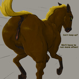 anatomically_correct animal_genitalia animal_vulva anus butt equine_genitalia equine_vulva female feral genitals raised_tail rear_view running solo tail text vulva furvilous equid equine horse mammal 1:1 absurd_res english_text hi_res