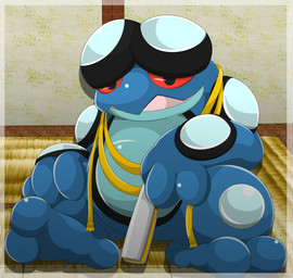 ambiguous_gender open_mouth sitting solo type nintendo pokemon generation_5_pokemon pokemon_(species) seismitoad 2015 hi_res