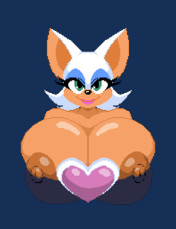 anthro areola armor big_breasts black_nose blue_eyeshadow breastplate breasts cleavage clothed clothing eyelashes eyeshadow female fur green_eyes huge_breasts lips looking_at_viewer makeup nipple_slip pink_lips smile smiling_at_viewer solo white_body white_fur rock-starz sega sonic_the_hedgehog_(series) rouge_the_bat bat mammal 2024 alpha_channel digital_media_(artwork) hi_res pixel_(artwork)
