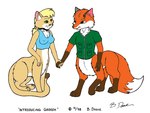 blonde_hair breasts cleavage clothed clothing dipstick_tail duo female fur gloves_(marking) hair hand_holding leg_markings male male/female markings multicolored_tail nipple_outline orange_body orange_fur shirt socks_(marking) tail tail_markings tan_body tan_fur tank_top topwear vest bernard_doove chakona_space garrek goldfur canid canid_taur canine canine_taur chakat cougar felid felid_taur feline fox fox_taur mammal mammal_taur taur 1998 herm_(lore)