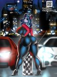 anthro big_breasts boots breasts butt car clothed clothing curvy_figure female footwear hair high_heeled_boots high_heels leather looking_at_viewer outside race_car race_queen racer shoes solo tight_clothing town vehicle thepinkfury mammal mouse murid murine rodent absurd_res hi_res sketch