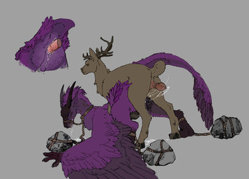 animal_genitalia animal_penis antlers backsack ball_slap balls bdsm bite_mark black_claws black_horn bodily_fluids bondage bound brown_body brown_fur butt claws close-up cloven_hooves cum cum_drip cum_in_mouth cum_in_slit cum_inside digitigrade doggystyle dripping duo ejaculation erection feathered_wings feathers feet feral feral_on_feral feral_penetrated feral_penetrating forced from_behind_position fur gag genital_fluids genital_slit genitals head_down_ass_up hooves horn legs_tied male male/male male_feral mounting nude penetration penile penile_penetration penis pink_genitals pink_penis plap precum purple_body purple_eyes purple_feathers purple_fur quadruped questionable_consent raised_tail rape rock saliva saliva_string sex slap tail thrust_lines thrusting toe_claws tuft wings jeffusherb european_mythology mythology wyvusk deer dragon feathered_dragon feathered_scalie feathered_wyvern furred_dragon furred_scalie furred_wyvern mammal mythological_creature mythological_scalie scalie western_dragon wyvern