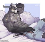 abs anthro biceps bodily_fluids bulge genital_fluids hairless male muscular muscular_anthro muscular_male nipples pecs precum solo tail amon-sydonai angel_(amon-sydonai) canid canine canis domestic_dog hairless_dog mammal primitive_dog xoloitzcuintli hi_res