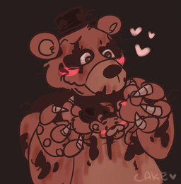 anthro blush bow_(feature) bow_tie clothing good_parenting hat headgear headwear heart_symbol machine male top_hat unknown_artist five_nights_at_freddy's five_nights_at_freddy's_4 scottgames freddles_(fnaf) nightmare_freddy_(fnaf) animatronic bear mammal robot hi_res source_request