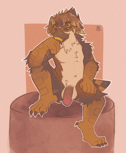 4_toes 5_fingers anthro avian_feet avian_hands balls beak biped black_beak black_sclera brown_hair circumcised claws feet fingers front_view fur genitals glans gradient_penis hair half-erect humanoid_genitalia humanoid_penis looking_at_viewer male nude orange_background orange_body penis pink_glans pink_penis scuted_arms scuted_legs scutes simple_background sitting solo tan_balls tan_body tan_fur toe_claws toes yellow_eyes kickingkeldeo avian bird 2025 digital_drawing_(artwork) digital_media_(artwork) film_grain hi_res signature