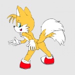 anthro anus backsack balls blue_eyes butt clothing footwear genitals looking_back male pose presenting presenting_hindquarters raised_tail shoes simple_background smile solo spread_legs spreading tail jenokamui sega sonic_the_hedgehog_(series) miles_prower canid canine fox mammal 1:1