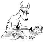 ambiguous_gender anthro calculator clothed clothing fingers fur hooved_fingers hooves markings nude simple_background solo spots spotted_body spotted_fur text white_background tegerio deer mammal 2023 black_and_white english_text hi_res monochrome url