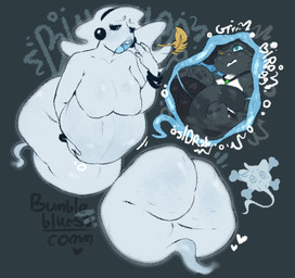 after_vore ambiguous_gender ambiguous_pred ambiguous_prey anthro big_breasts big_butt blue_pupils breasts burping burping_up_object butt cutaway digestion digestion_noises duo fatal_vore floating fully_inside heart_symbol heterochromia imminent_digestion inside_stomach internal jewelry necklace overweight pupils skull_and_crossbones vore bumbleblues domestic_cat felid feline felis ghost mammal spirit