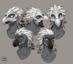 anthro feathers front_view grin hair long_hair looking_at_viewer male mask sad smile solo three-quarter_view cyberhound accipitriform alien avian bird vulture adobe_photoshop_(artwork) digital_media_(artwork) hi_res portrait