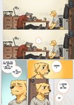 anthro biped black_eyes blue_body blue_fur duo eye_scar facial_scar floppy_ears fur male muscular muscular_anthro muscular_male scar slim_anthro slim_male text white_body white_fur yellow_body yellow_fur hemuchang beastars jack_(beastars) legoshi_(beastars) canid canine canis domestic_dog mammal wolf english_text hi_res