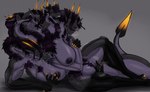 anthro autofellatio balls black_sclera bodily_fluids breast_play breasts breath digitigrade drooling eyes_closed fingering genital_fluids genitals gynomorph hair herm horn intersex leaking leaking_precum long_hair lying masturbation multi_genitalia multi_head multi_limb multi_penis nude on_side oral oral_masturbation penile penile_masturbation penis precum pubes saliva saliva_string sex simple_background solo titfuck yellow_eyes litehase mythology lucia_(litehase) dragon mythological_creature mythological_scalie scalie absurd_res hi_res herm_(lore)