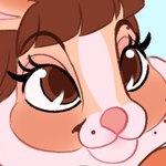 :3 anthro bangs blaze_(marking) blinking blue_background brown_body brown_fur brown_hair eyelashes facial_markings female fur hair head_markings markings mole_(marking) pink_nose simple_background smile solo ferwanwan fer_(ferwanwan) lagomorph leporid mammal rabbit 1:1 2022 2d_animation animated low_res short_playtime