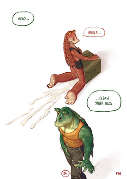 after_sex anthro backsack balls bodily_fluids butt cleaning cum cum_on_ground dialogue duo excessive_cum excessive_genital_fluids genital_fluids genitals haillu_(anatomy) humanoid_genitalia humanoid_penis male muscular muscular_male penis simple_background text banana_da_boi star_wars jar_jar_binks alien amphibian gungan mammal otolla_gungan absurd_res comic digital_media_(artwork) english_text hi_res
