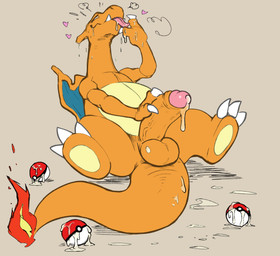 3_toes after_orgasm anthro balls balls_on_tail big_penis biped bodily_fluids claws cum cum_on_hand cum_on_own_tongue cum_on_self cum_on_tongue cum_taste dripping erection eye_roll feet fingers foreskin front_view genital_fluids genitals glans heart_symbol humanoid_genitalia humanoid_penis licking looking_pleasured male nude orange_balls orange_body orange_penis paws penis pink_glans pokeball self_taste simple_background sitting smile soles solo standard_pokeball tail toe_claws toes tongue tongue_out wings daftpatriot third-party_edit mythology nintendo pokemon charizard dragon generation_1_pokemon mythological_creature mythological_scalie pokemon_(species) scalie 2019 color_edit colored digital_drawing_(artwork) digital_media_(artwork) hi_res