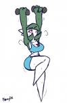 big_breasts bodily_fluids bra breasts clothed clothing featureless_feet feet female fully_clothed simple_background solo sports_bra sweat underwear white_background neayix nintendo pokemon gardevoir generation_3_pokemon pokemon_(species) hi_res