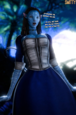 areola areola_slip black_hair blue_body breasts choker clothing cosplay dress eyelashes female hair jewelry necklace open_mouth pointy_ears solo striped_body stripes tail tail_tuft tuft smitty34 2k_games bioshock bioshock_infinite james_cameron's_avatar elizabeth_(bioshock_infinite) neytiri alien alien_humanoid humanoid na'vi 2026 3d_(artwork) absurd_res digital_media_(artwork) hi_res