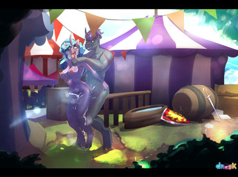 abdominal_bulge ahegao anthro big_breasts blush bodily_fluids breasts cum cum_drip cum_inside detailed_background dripping duo ejaculation erection female female_penetrated genital_fluids genitals hair hooves horn looking_pleasured male male/female male_penetrating male_penetrating_female melee_weapon nipples nude open_mouth outside penetration penis public public_nudity sex shield smile sweat sword tongue tongue_out unguligrade weapon dragk hasbro my_little_pony mythology fan_character equid equine horse mammal mythological_creature mythological_equine pony unicorn absurd_res hi_res