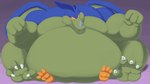 anthro belly big_belly duo facesitting horn male morbidly_obese obese overweight overweight_male sitting_on_another smothering tail tehsquishyray dragon_ball mythology giran dragon mythological_creature mythological_scalie scalie 16:9 widescreen