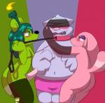 anthro anthro_on_anthro bisexual blush bodily_fluids candle clothing collar cum erection female femboy genital_fluids genitals group imminent_sex leash legwear male male/male mostly_nude overweight overweight_male penis underwear unik cartoon_network chowder_(series) chowder gorgonzola panini_(chowder) bear hybrid lagomorph leporid mammal murid murine rabbit rat rodent 2019 hi_res