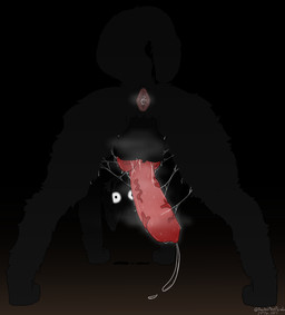 animal_genitalia animal_penis anus balls black_body bodily_fluids butt canine_genitalia canine_penis dripping erection feral fur genital_fluids genitals glowing glowing_eyes knot knotted_penis looking_at_viewer looking_through looking_through_legs looking_through_legs_at_viewer male musk penis precum precum_drip presenting presenting_anus presenting_hindquarters simple_background solo vein veiny_penis rankedredpanda canid canine mammal skulldog_(species) digital_drawing_(artwork) digital_media_(artwork) hi_res signature