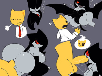 accessory anthro anthro_penetrating anthro_penetrating_humanoid anus balls bat_wings big_breasts big_butt breasts butt clothing duo fellatio female female_penetrated genitals grey_body humanoid_on_anthro humanoid_penetrated looking_back male male/female male_penetrating male_penetrating_female membrane_(anatomy) membranous_wings necktie oral oral_penetration penetration penile penile_penetration penis penis_in_mouth penis_in_vagina red_sclera sex spread_legs spreading tail teeth tongue tongue_out tongue_out_fellatio upside_down vaginal vaginal_penetration wings yellow_body snazzle_snapp animal_jam wildworks animal_humanoid bat bat_humanoid felid feline felis humanoid mammal mammal_humanoid vampire 2026 4:3 animated