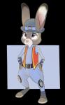 anthro clothed clothing female flat_chested fur grey_body grey_fur hat headgear headwear police purple_eyes solo stirrup_footwear uniform achromatic disney zootopia judy_hopps lagomorph leporid mammal rabbit alpha_channel hi_res