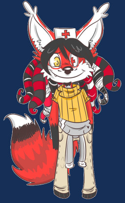anthro beard black_hair black_nose clothing cross facial_hair fluffy_ears fur hair headgear headwear looking_at_viewer male pseudo_hair red_body red_fur simple_background smile solo sweater teeth tentacle_hair tentacles topwear transparent_background white_body white_fur yellow_eyes parchife lapfox_trax renard_queenston canid canine fox mammal alpha_channel